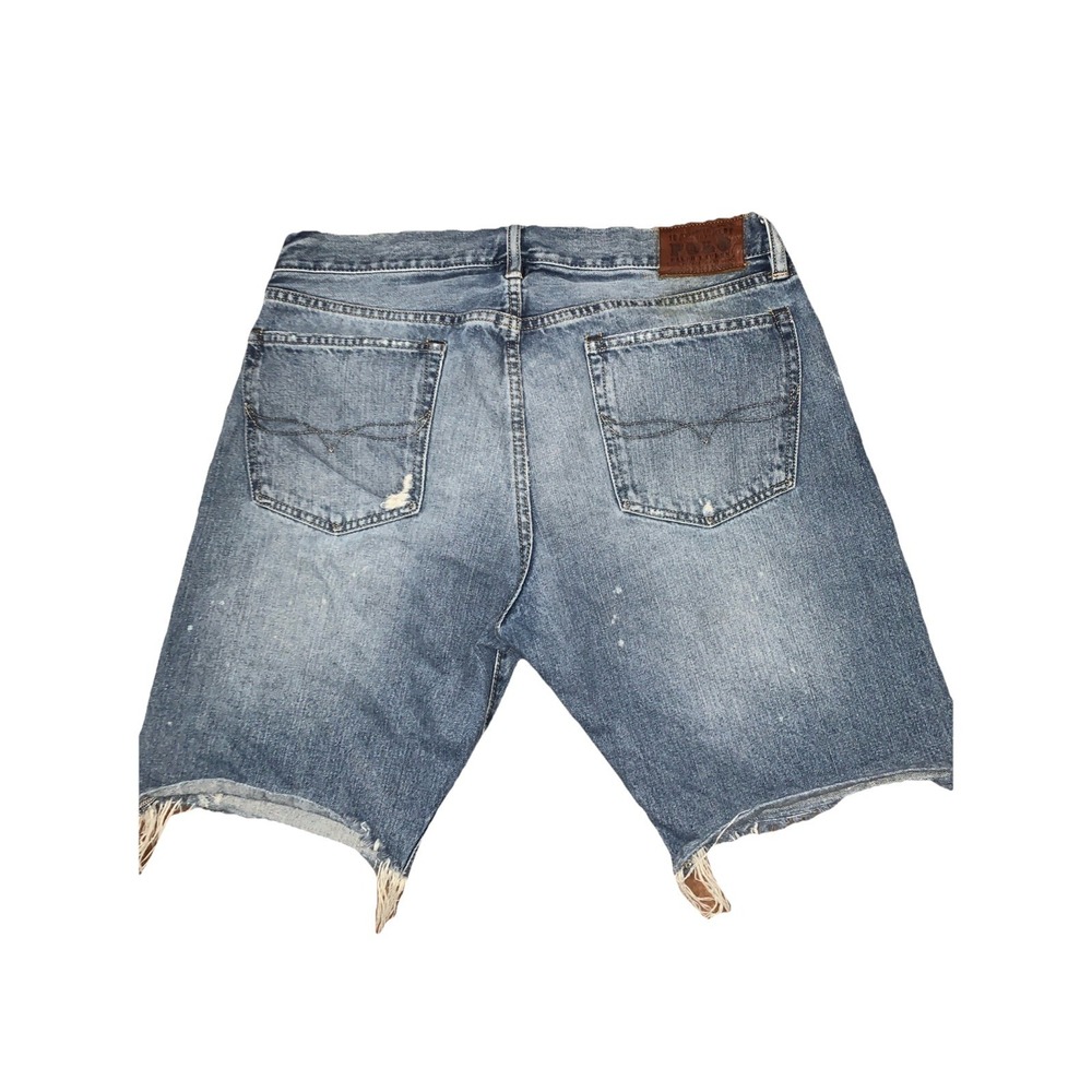 VTG Polo Ralph Lauren Mens 36 Denim Shorts‎ Raw Hem Blue Medium Wash Cut Off - Picture 7 of 14